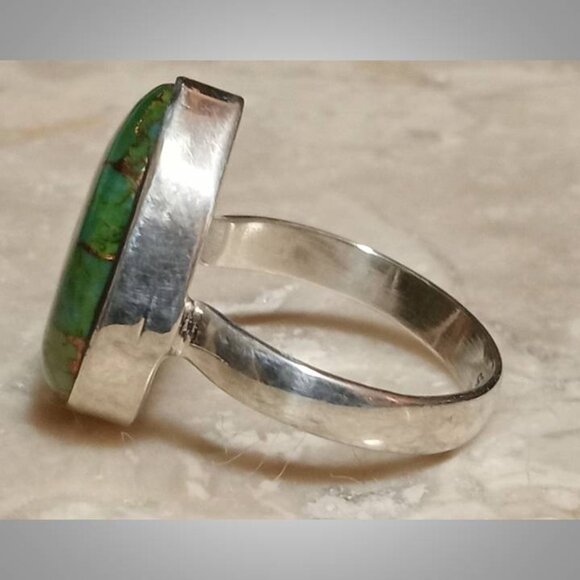 AUTHENTIC Mohave Green Turquoise sterling silver Ring sz 6 02 - Picture 4 of 7